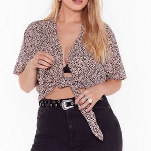 Leopard Button up top NWOT